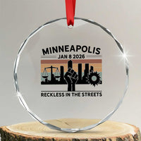 Minneapolis January 8 2026 Justice Movement Crystal Glass Ornament Reckless in the Streets Protest - Wonder Print Shop