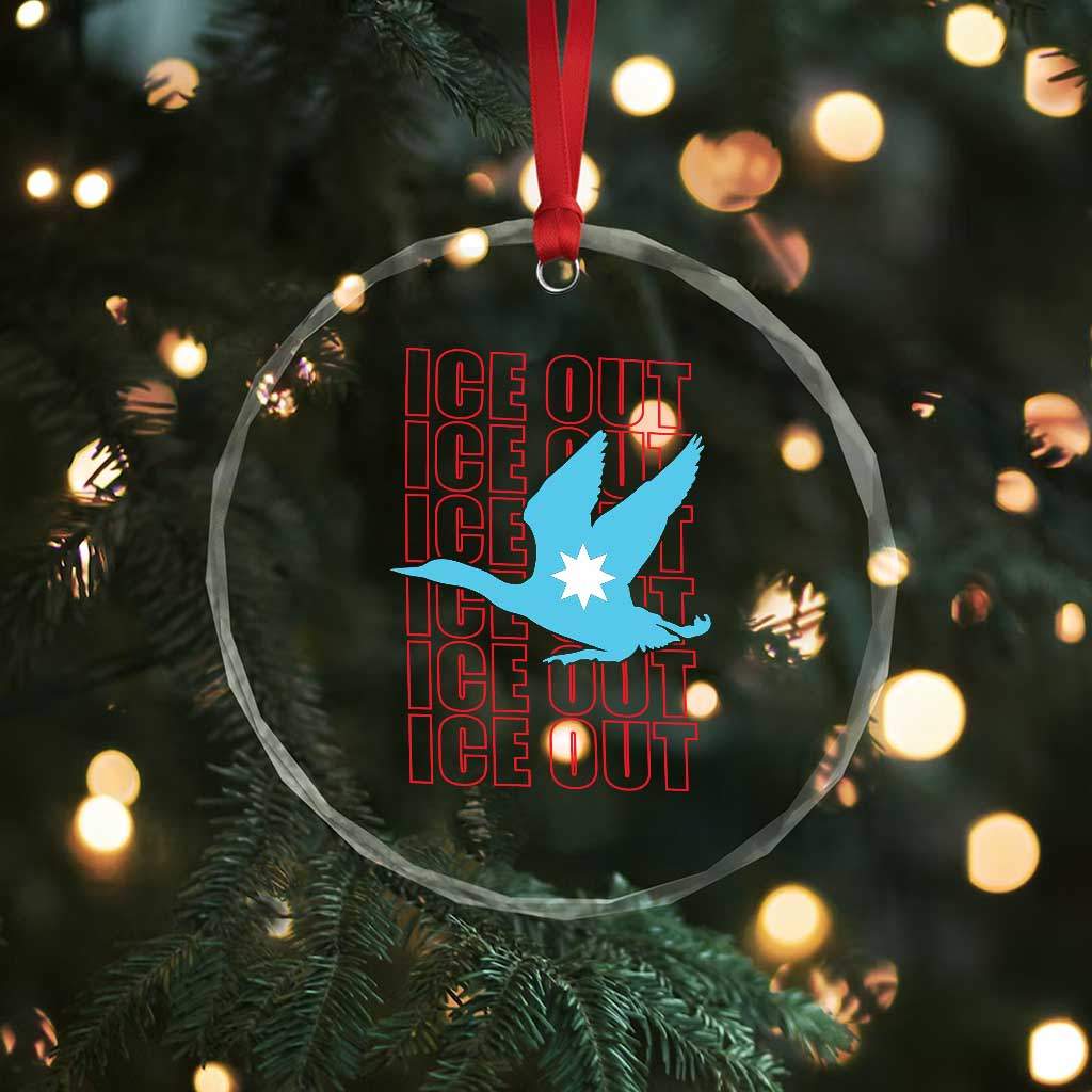 Minnesota Anti ICE Immigration Protest Crystal Glass Ornament Ice Out