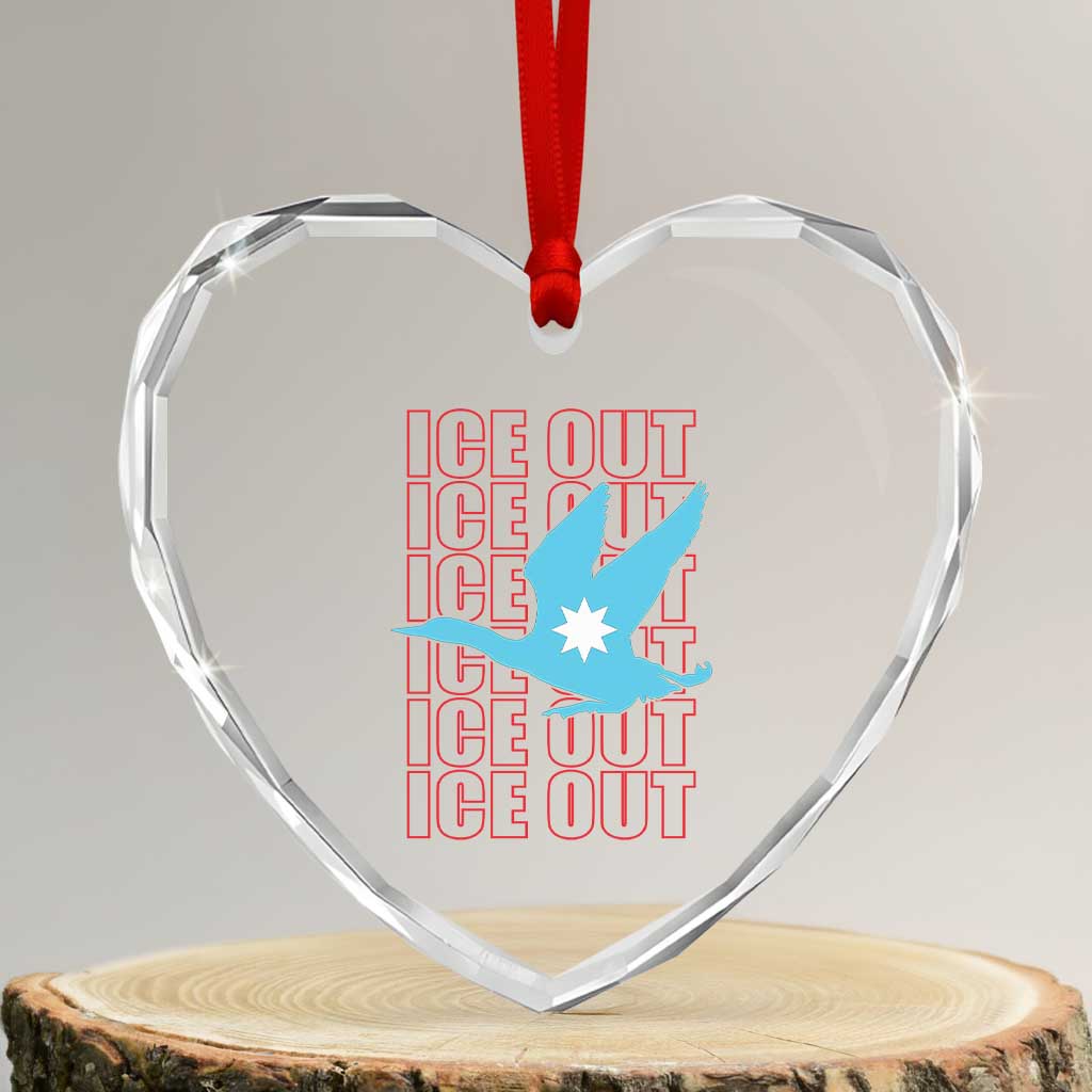 Minnesota Anti ICE Immigration Protest Heart Crystal Glass Ornament Ice Out