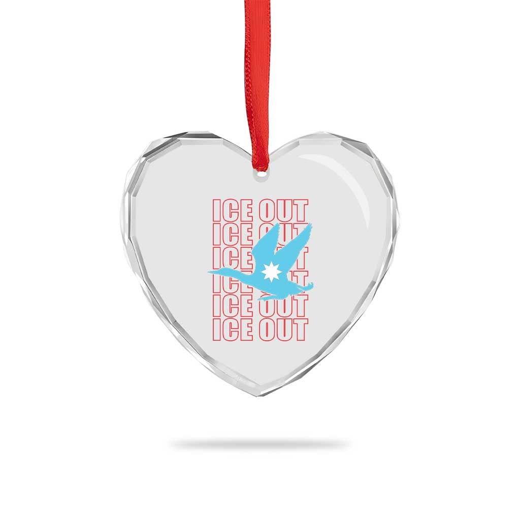 Minnesota Anti ICE Immigration Protest Heart Crystal Glass Ornament Ice Out