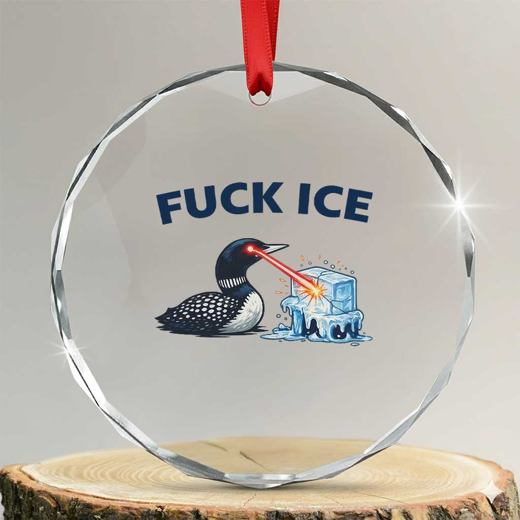 Minnesota Anti ICE Immigration Protest Ladies Crystal Glass Ornament Fuck Ice