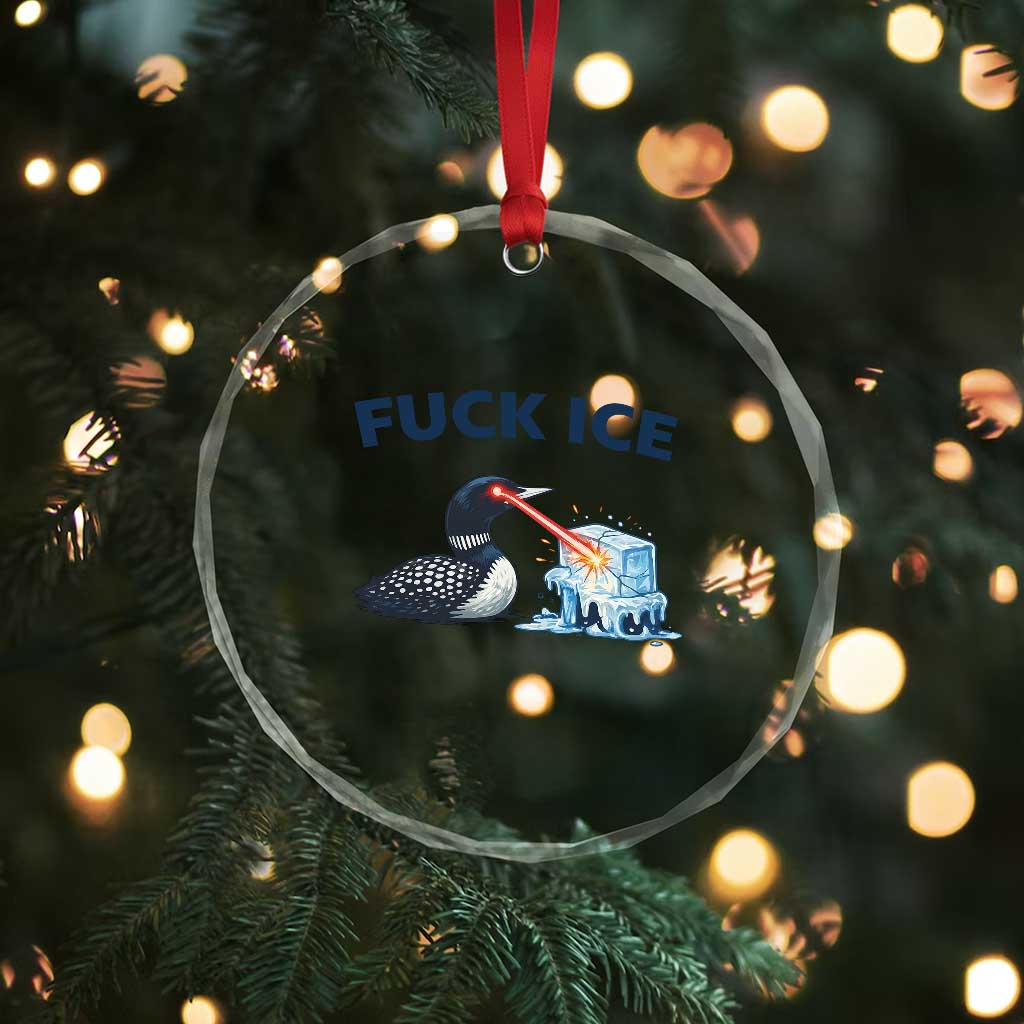 Minnesota Anti ICE Immigration Protest Ladies Crystal Glass Ornament Fuck Ice