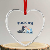 Minnesota Anti ICE Immigration Protest Ladies Heart Crystal Glass Ornament Fuck Ice