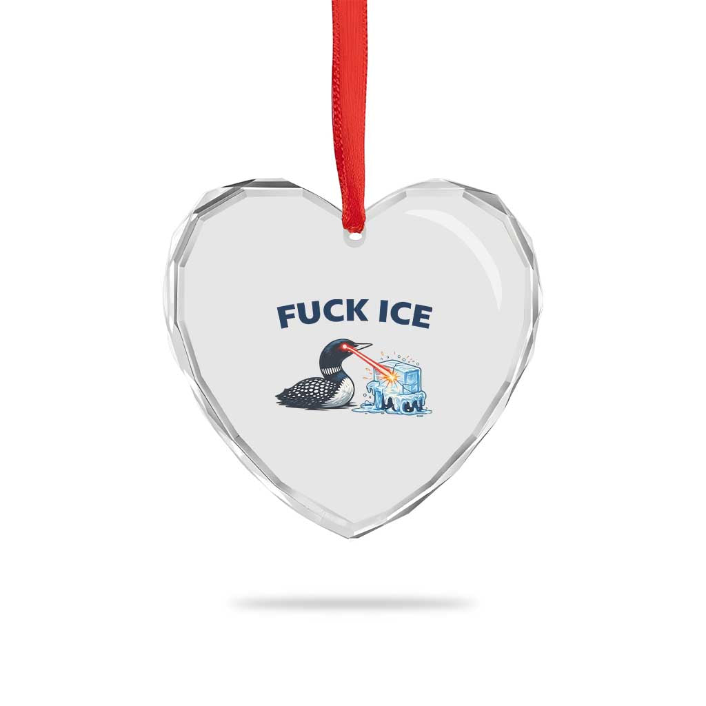 Minnesota Anti ICE Immigration Protest Ladies Heart Crystal Glass Ornament Fuck Ice