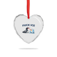 Minnesota Anti ICE Immigration Protest Ladies Heart Crystal Glass Ornament Fuck Ice