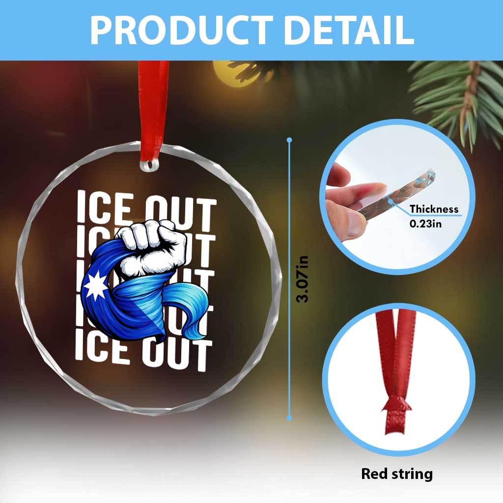 Minnesota Ice Out Crystal Glass Ornament Anti Ice Movement Protest