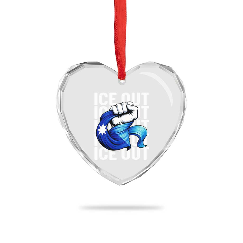 Minnesota Ice Out Heart Crystal Glass Ornament Anti Ice Movement Protest