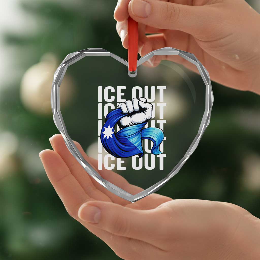 Minnesota Ice Out Heart Crystal Glass Ornament Anti Ice Movement Protest
