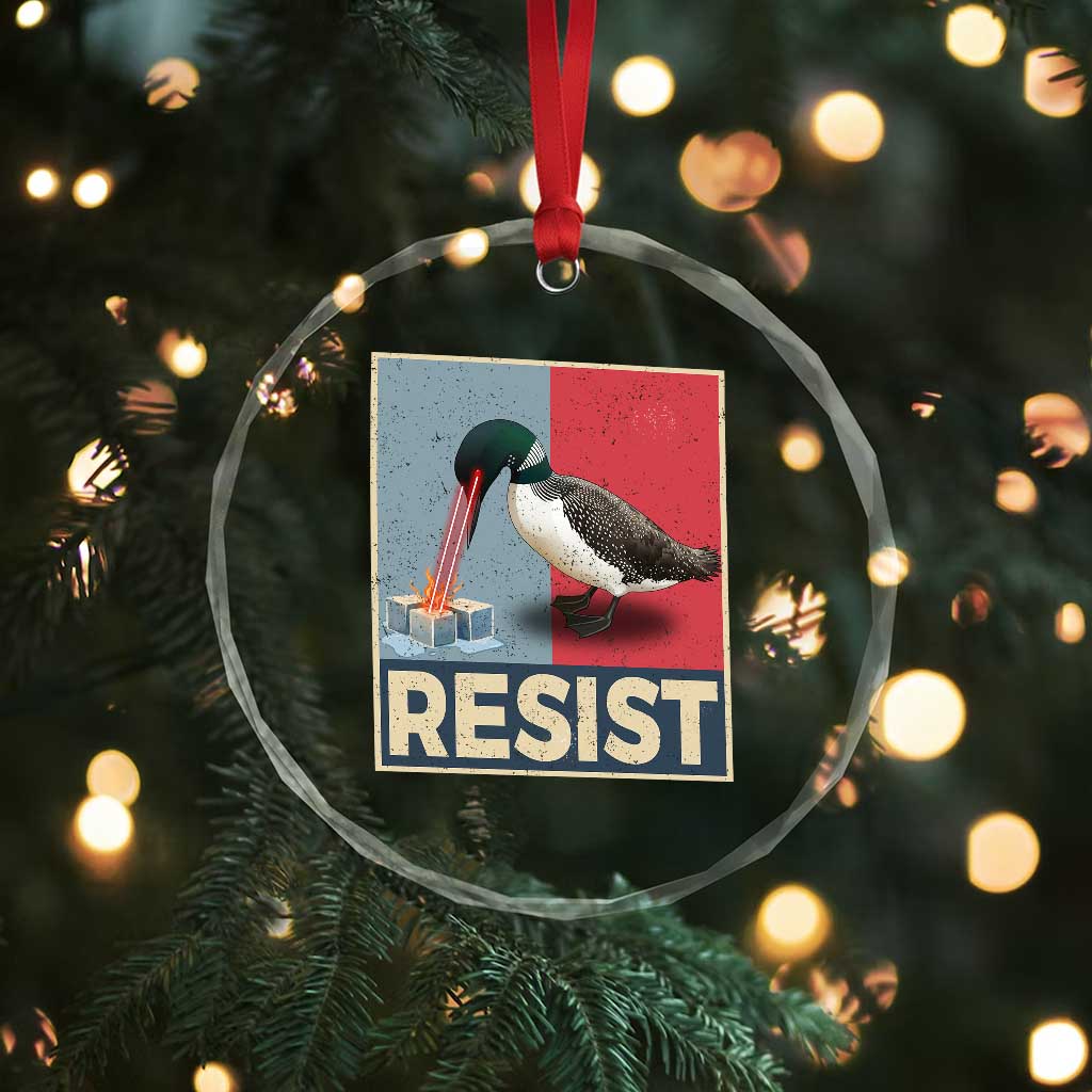 Minnesota Loon Resist Crystal Glass Ornament Loon Bird Laser Ice Cube Poster Graphic