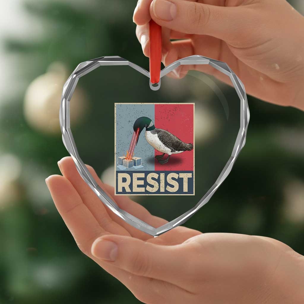 Minnesota Loon Resist Heart Crystal Glass Ornament Loon Bird Laser Ice Cube Poster Graphic