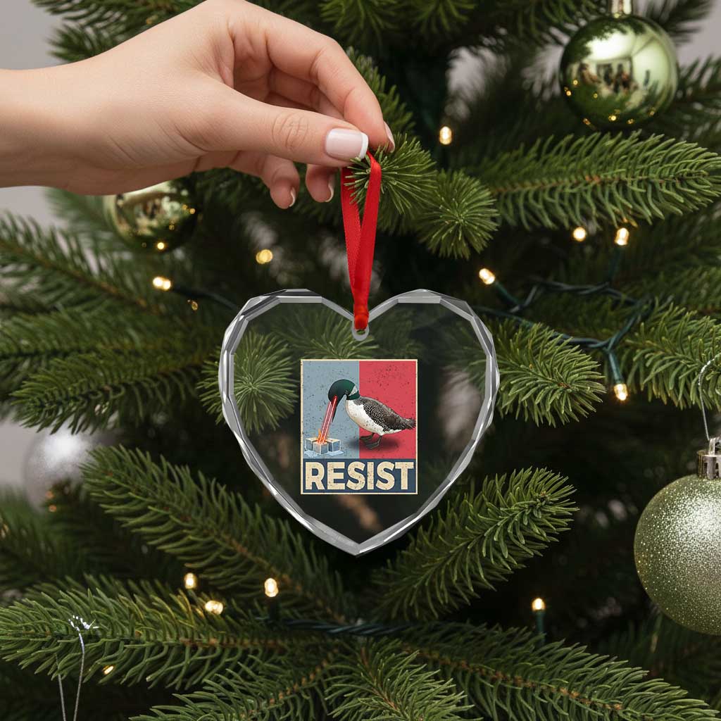 Minnesota Loon Resist Heart Crystal Glass Ornament Loon Bird Laser Ice Cube Poster Graphic