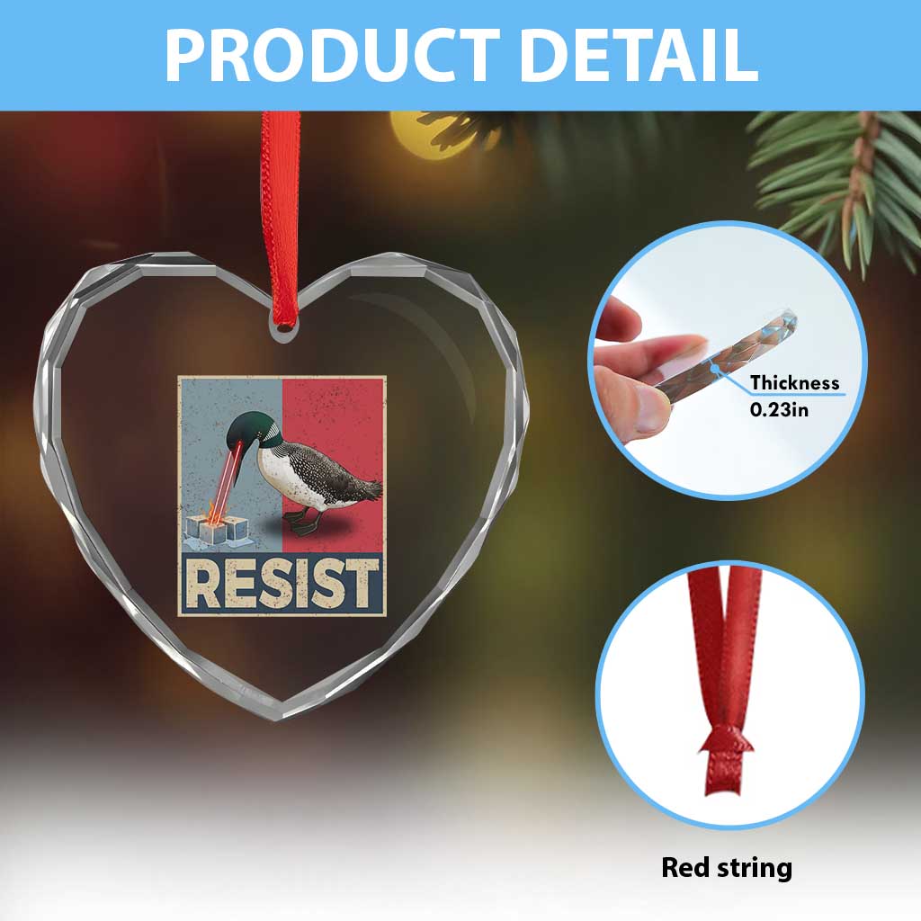 Minnesota Loon Resist Heart Crystal Glass Ornament Loon Bird Laser Ice Cube Poster Graphic