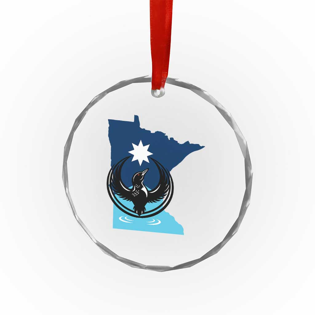 Minnesota Loon Rising Crystal Glass Ornament Star Emblem MN State Flag Pride