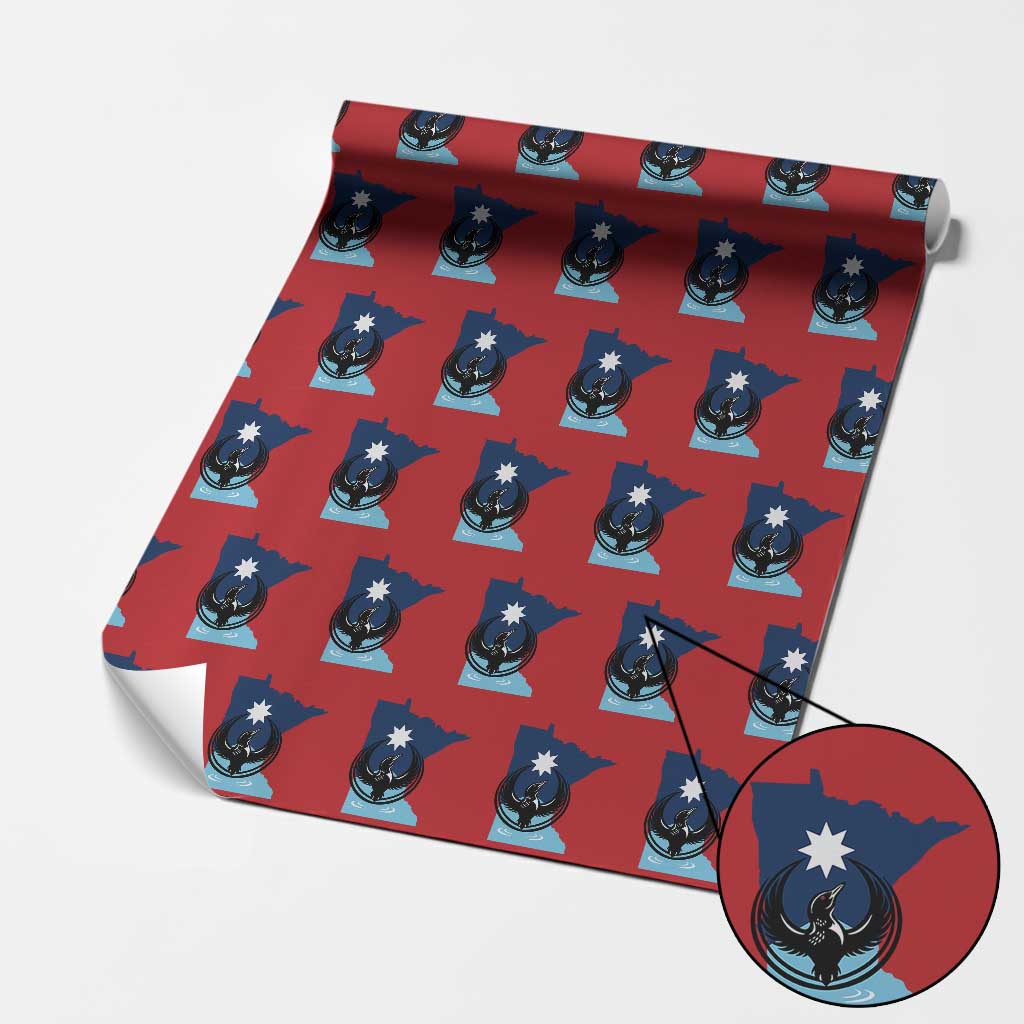 Minnesota Loon Rising Wrapping Paper Roll Star Emblem MN State Flag Pride