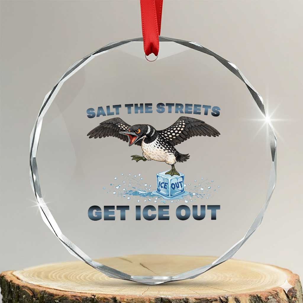 Minnesota Loon Salt The Streets Get Ice Out Crystal Glass Ornament