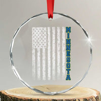 Minnesota MN State Pride Vintage American Flag Crystal Glass Ornament