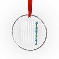 Minnesota MN State Pride Vintage American Flag Crystal Glass Ornament