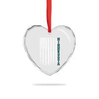 Minnesota MN State Pride Vintage American Flag Heart Crystal Glass Ornament