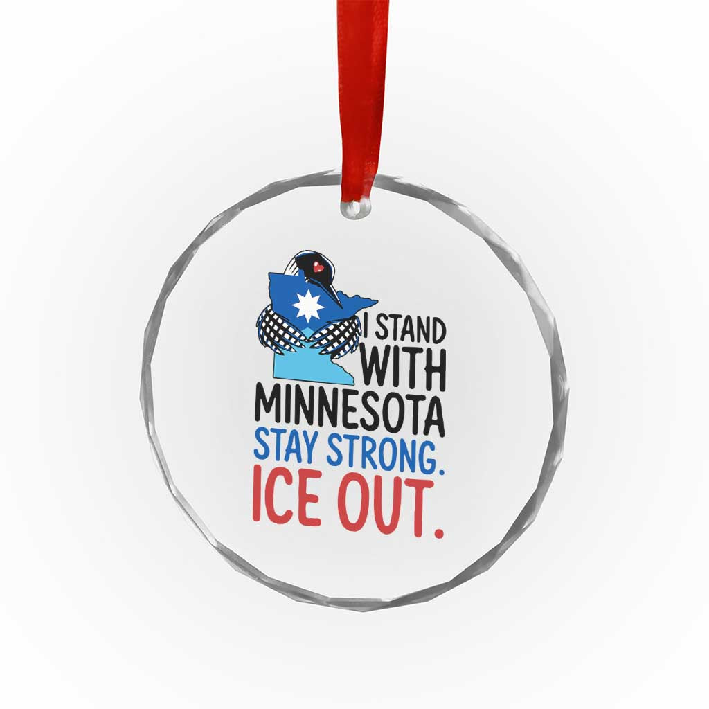Minnesota Pride Common Loon Crystal Glass Ornament Stand With Minnesota Ice Out