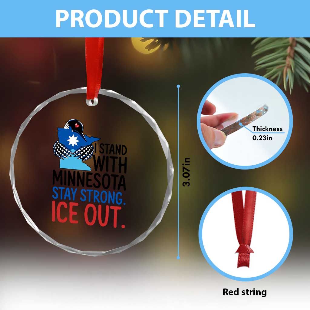 Minnesota Pride Common Loon Crystal Glass Ornament Stand With Minnesota Ice Out
