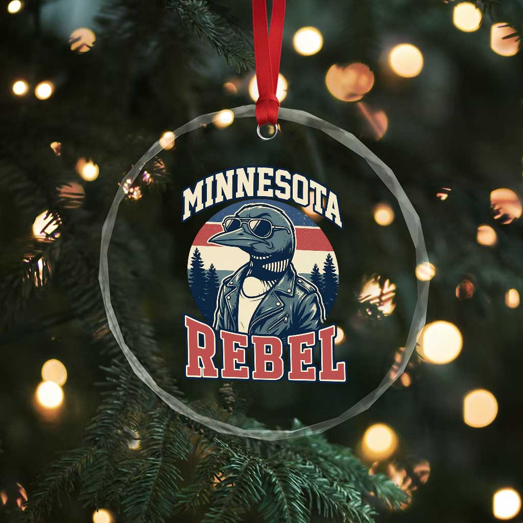 Minnesota Rebel Grumpy Loon Crystal Glass Ornament Retro Vintage Politcal Resistance