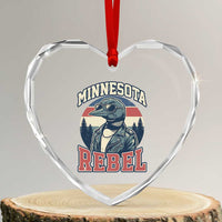 Minnesota Rebel Grumpy Loon Heart Crystal Glass Ornament Retro Vintage Politcal Resistance