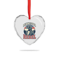Minnesota Rebel Grumpy Loon Heart Crystal Glass Ornament Retro Vintage Politcal Resistance