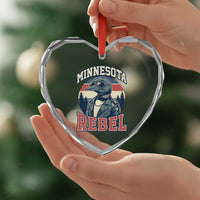Minnesota Rebel Grumpy Loon Heart Crystal Glass Ornament Retro Vintage Politcal Resistance