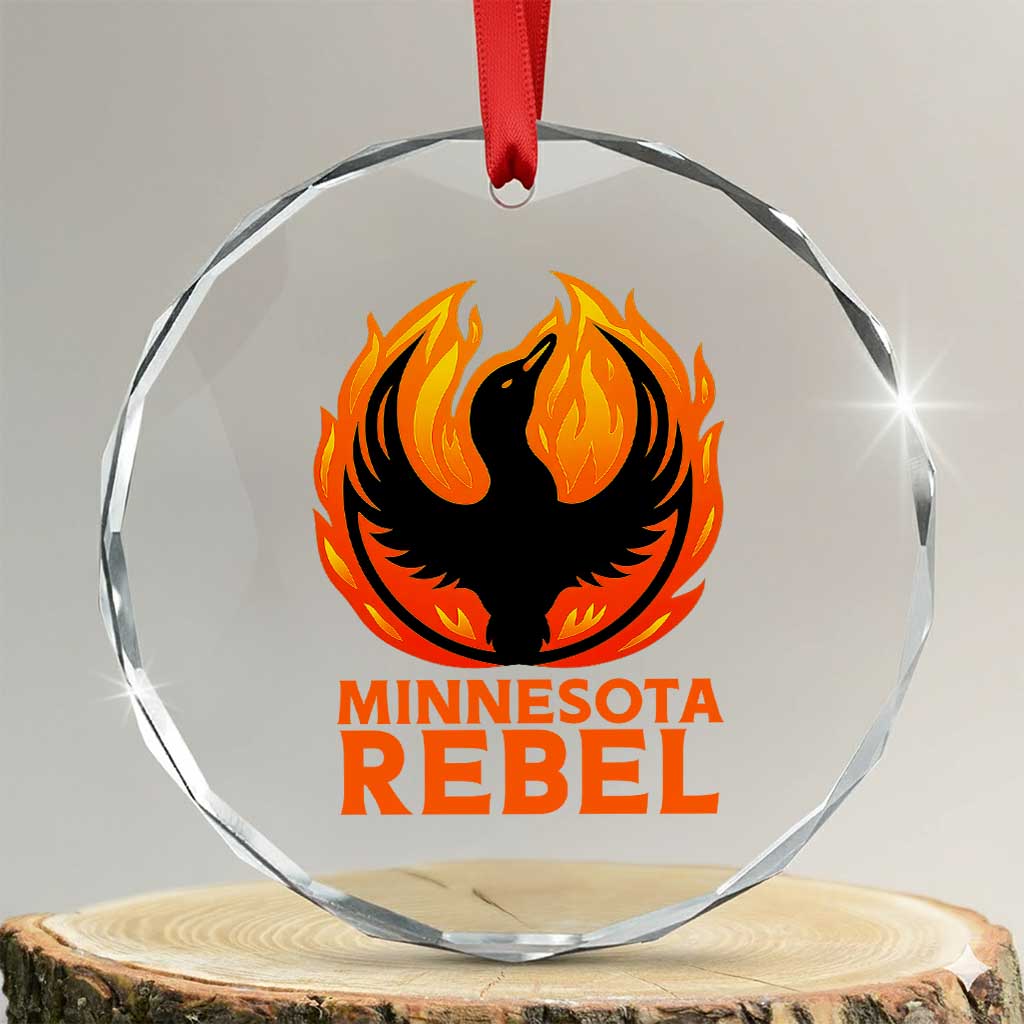 Minnesota Rebel Loon Crystal Glass Ornament Rising From Fire Political Resistance