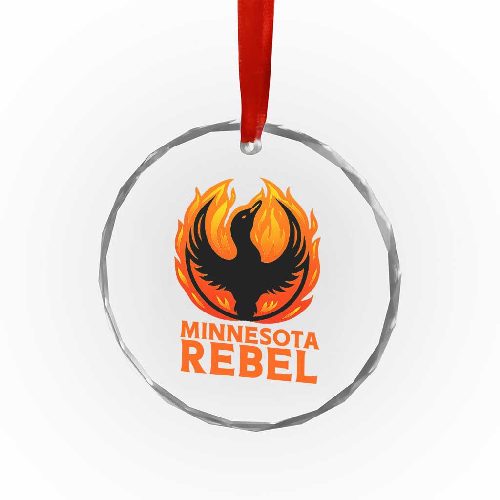 Minnesota Rebel Loon Crystal Glass Ornament Rising From Fire Political Resistance