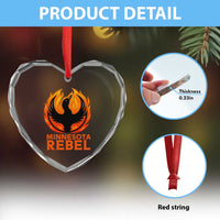 Minnesota Rebel Loon Heart Crystal Glass Ornament Rising From Fire Political Resistance
