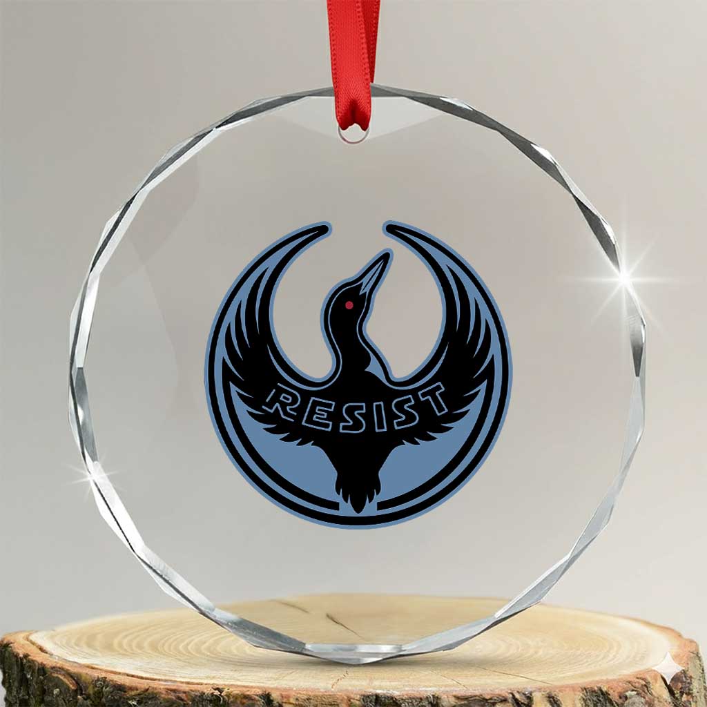 Minnesota Resist Loon Rebellion Emblem Crystal Glass Ornament