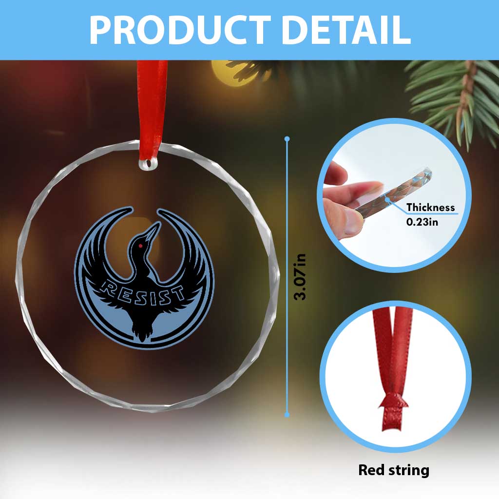 Minnesota Resist Loon Rebellion Emblem Crystal Glass Ornament