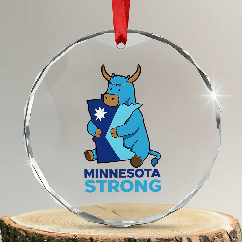 Minnesota Strong Crystal Glass Ornament Blue Ox Midwest Folklore Heritage