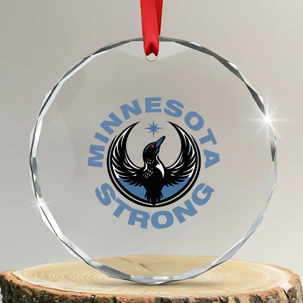 Minnesota Strong Crystal Glass Ornament MN State Bird Loon Resistance Political Protest
