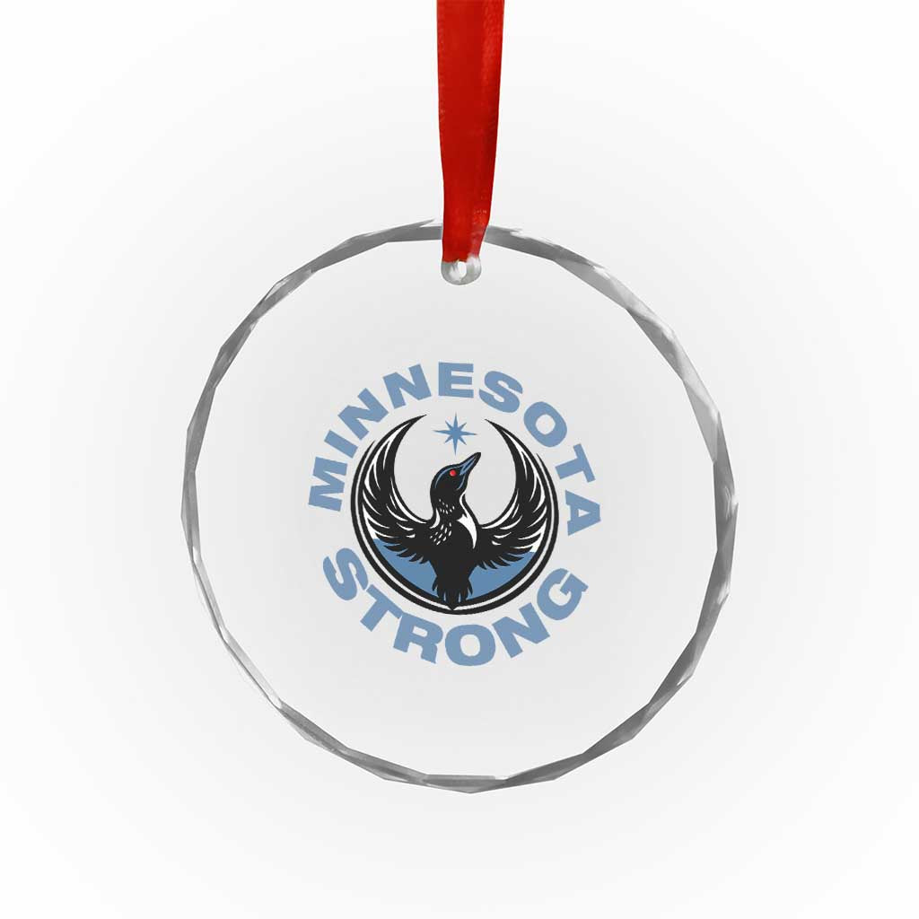 Minnesota Strong Crystal Glass Ornament MN State Bird Loon Resistance Political Protest