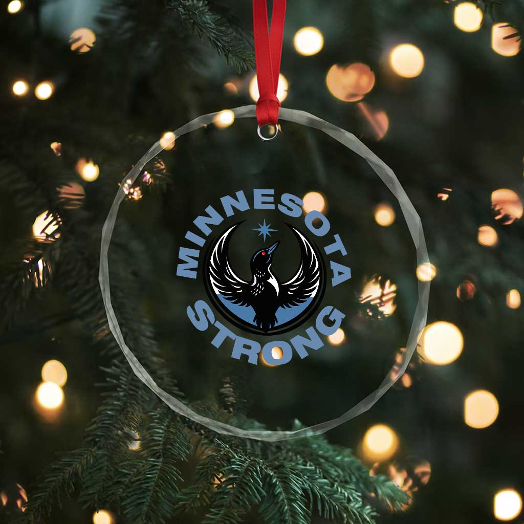 Minnesota Strong Crystal Glass Ornament MN State Bird Loon Resistance Political Protest