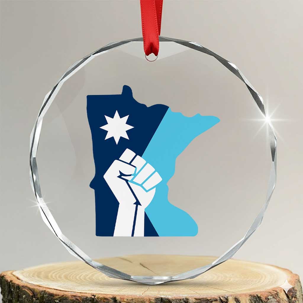 Minnesota Strong Fist Power Graphic Crystal Glass Ornament Social Justice Solidarity