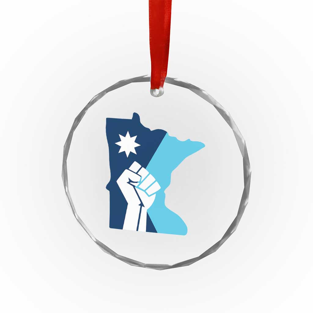 Minnesota Strong Fist Power Graphic Crystal Glass Ornament Social Justice Solidarity