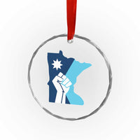Minnesota Strong Fist Power Graphic Crystal Glass Ornament Social Justice Solidarity