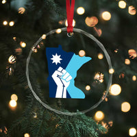 Minnesota Strong Fist Power Graphic Crystal Glass Ornament Social Justice Solidarity