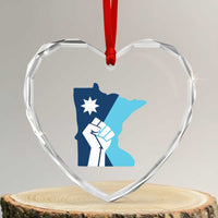 Minnesota Strong Fist Power Graphic Heart Crystal Glass Ornament Social Justice Solidarity