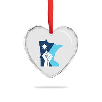 Minnesota Strong Fist Power Graphic Heart Crystal Glass Ornament Social Justice Solidarity