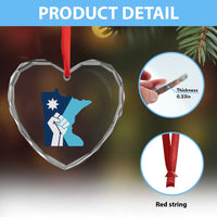 Minnesota Strong Fist Power Graphic Heart Crystal Glass Ornament Social Justice Solidarity