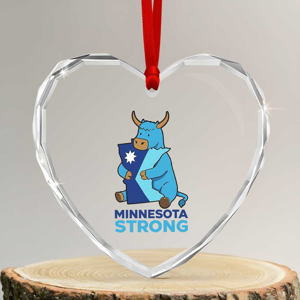 Minnesota Strong Heart Crystal Glass Ornament Blue Ox Midwest Folklore Heritage