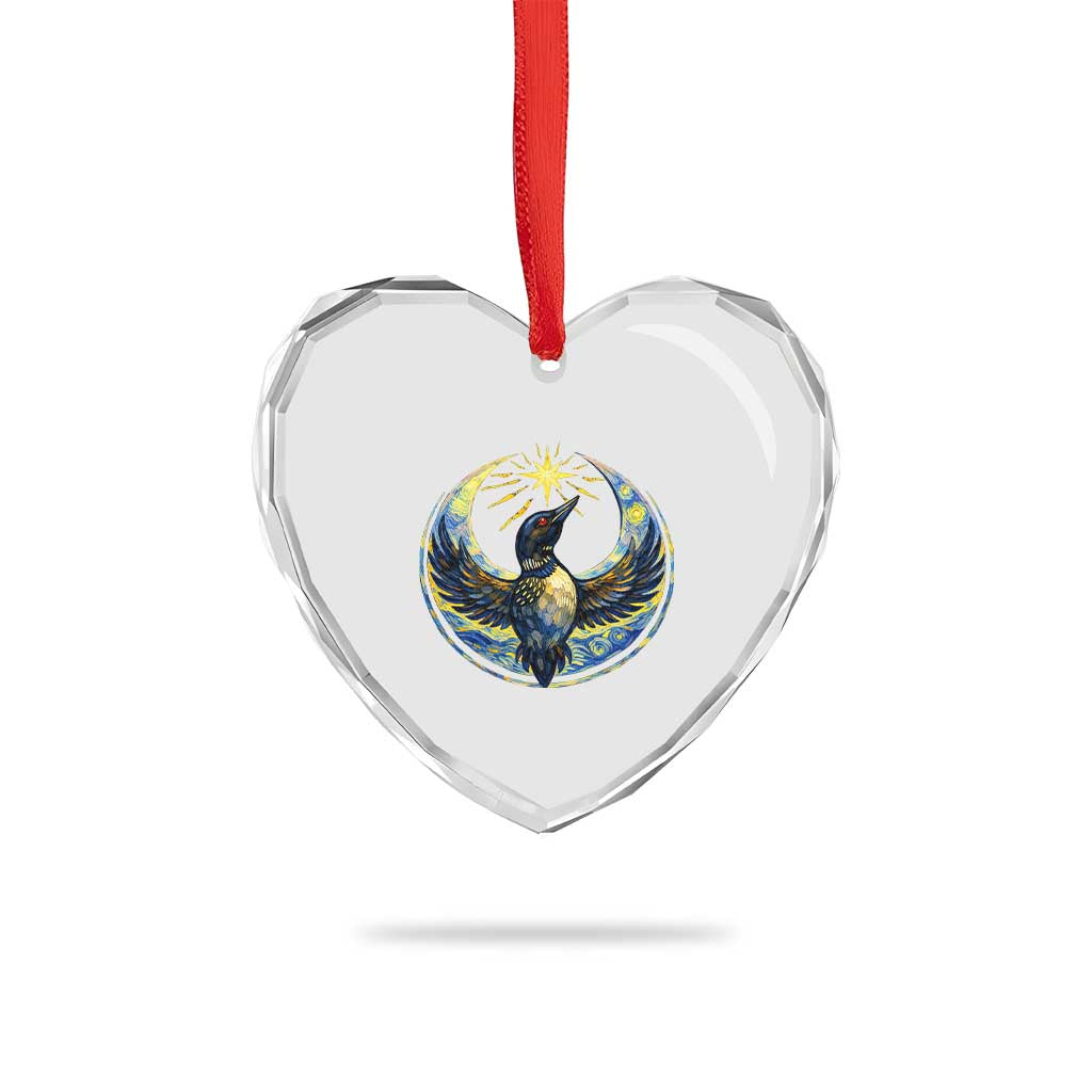 Minnesota Strong Heart Crystal Glass Ornament Minneapolis Loon Starry Night Van Gogh
