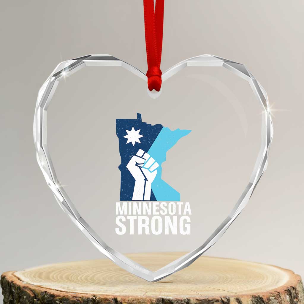 Minnesota Strong Heart Crystal Glass Ornament Minneapolis Resist ICE Immigration Human Rights Protest