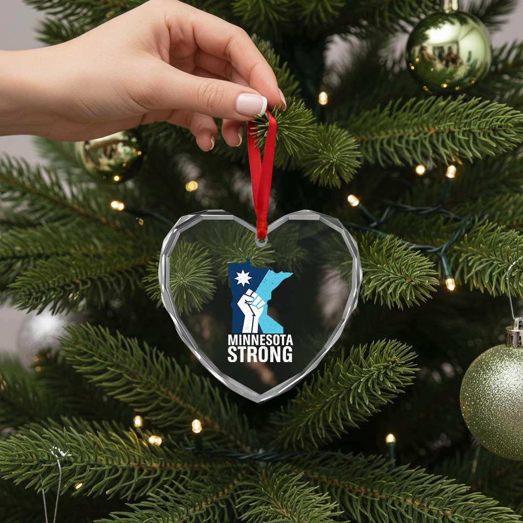 Minnesota Strong Heart Crystal Glass Ornament Minneapolis Resist ICE Immigration Human Rights Protest