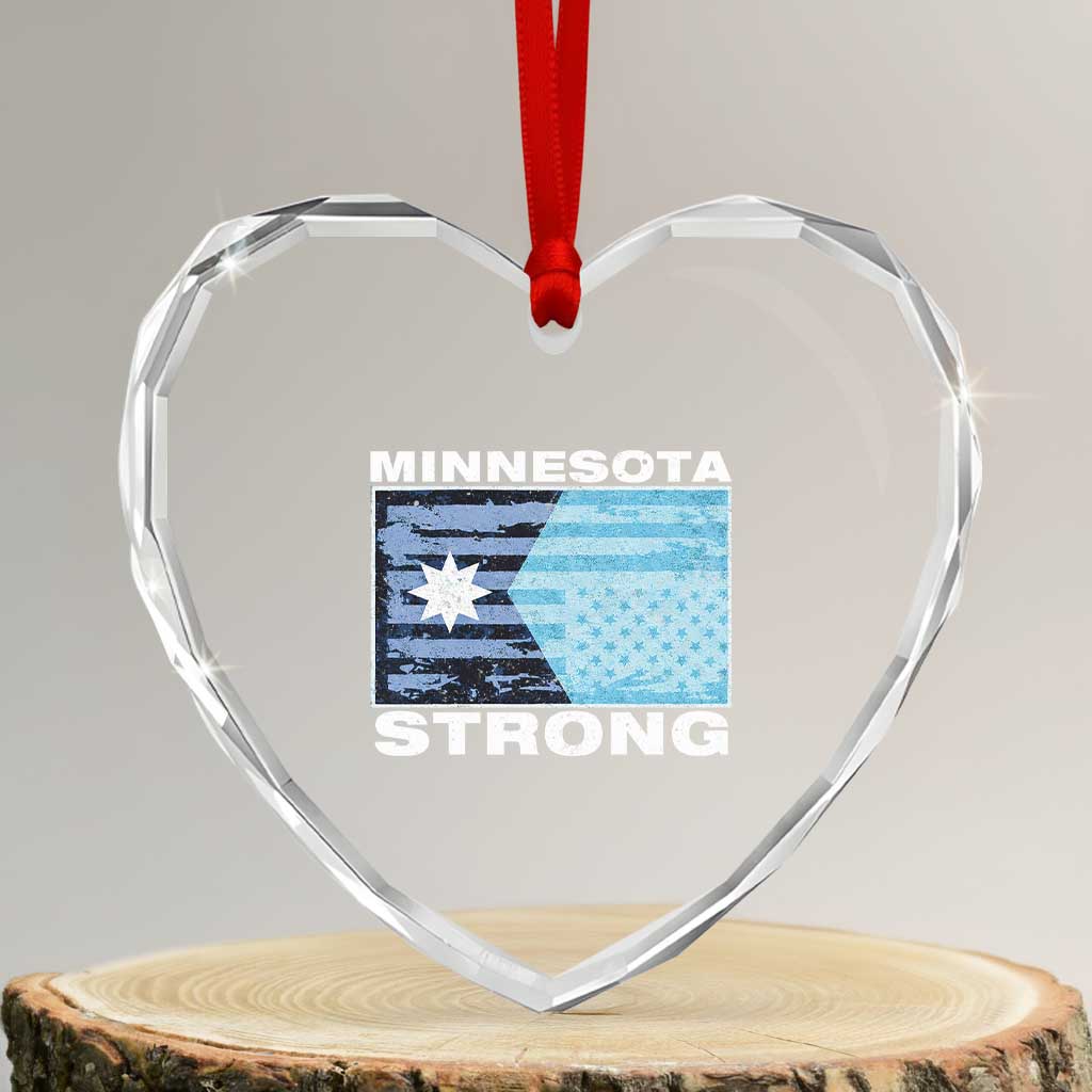 Minnesota Strong Heart Crystal Glass Ornament MN State Flag Political Protest MN Resistance Abolish ICE