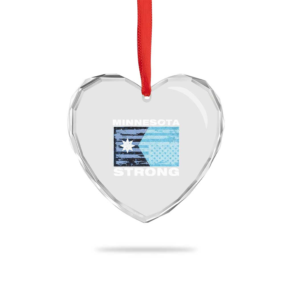 Minnesota Strong Heart Crystal Glass Ornament MN State Flag Political Protest MN Resistance Abolish ICE